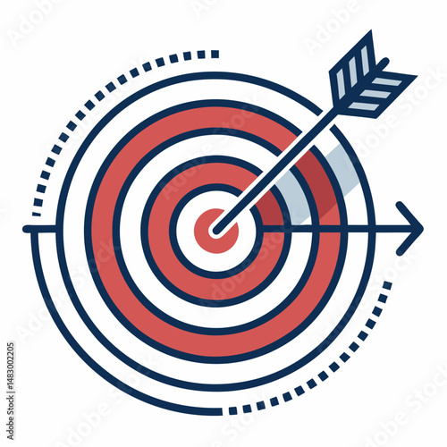 Design a bold, vector icon depicting a financial target;  emphasize strong lines and a clean, modern aesthetic.  Include a bullseye or similar target graphic.