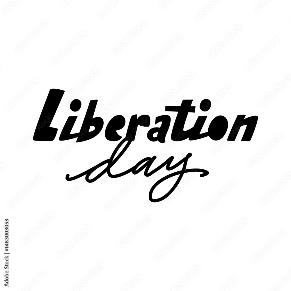 Elegant Calligraphy Wording for Liberation Day Celebratory Design Elegant Calligraphy Wording for Liberation Day Celebratory Design