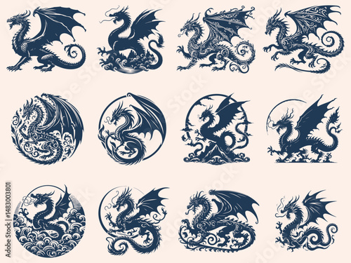 Dragon Silhouette Set