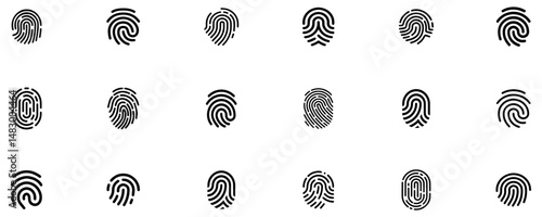 Fingerprint icon set. Fingerprint scanning icon sign. Fingerprint scanner icon. EPS 10