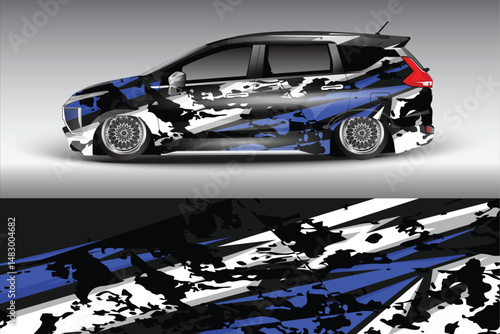 Stylish modified car with vibrant graphics on display (2)