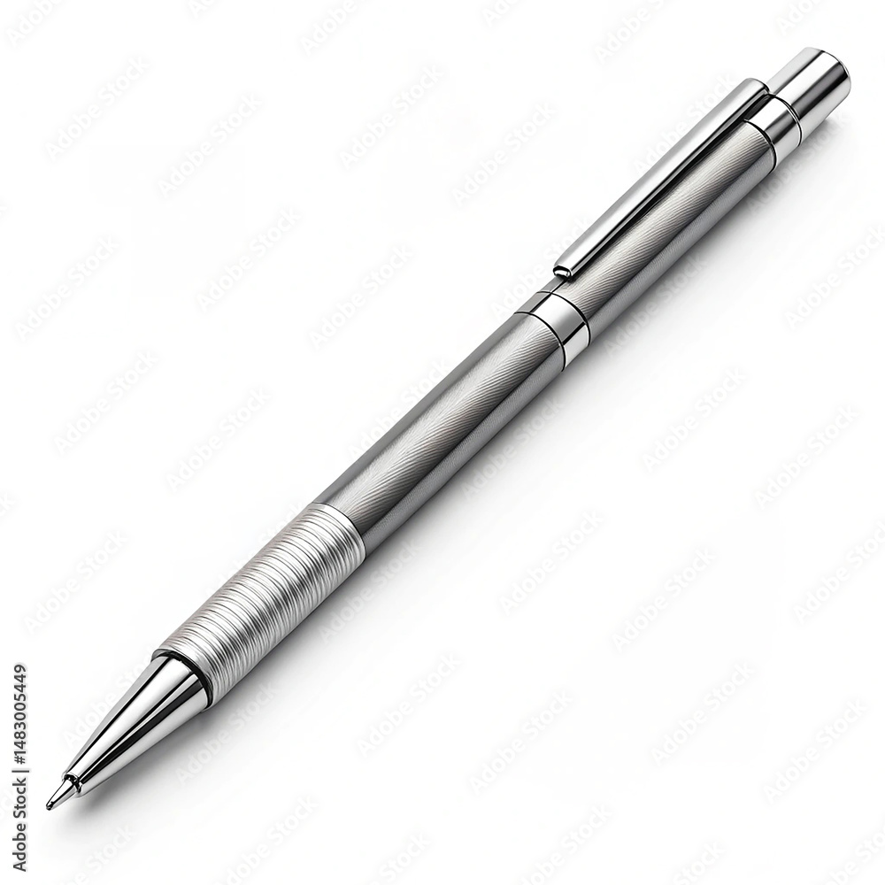 Sleek mechanical pencil with refillable lead on white background Sleek mechanical pencil with refillable lead on white background