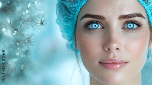 Close up photograph of a cosmetic surgeon carefully analyzing a patient s structure using advanced digital imaging technology before a rhinoplasty surgical procedure