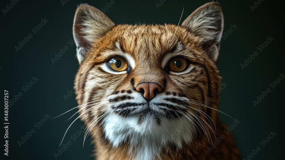 Obraz premium Close-up portrait of a wild bobcat with intense gaze and detailed fur