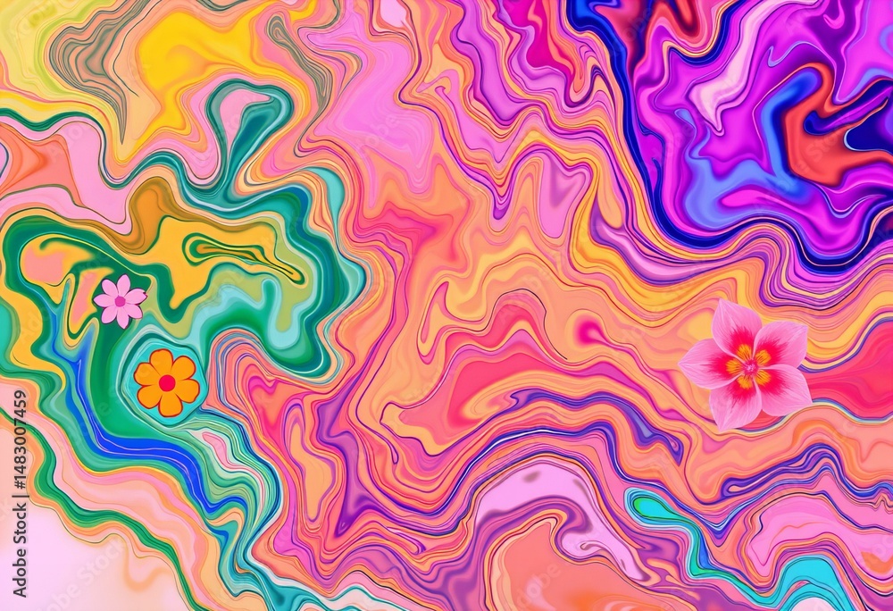 Fototapeta premium Picture Fluid art with a vibrant garden theme.