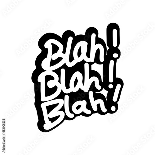 Monochromatic Typographic Artwork Featuring Repeated Interjection Word 'Blah'