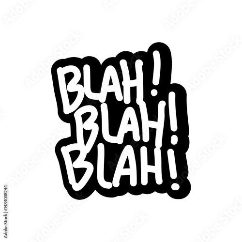 Monochromatic Typographic Artwork Featuring Repeated Interjection Word 'Blah'