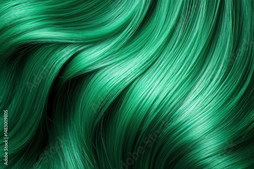 Vibrant emerald green hair texture