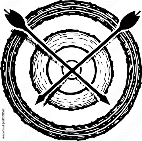 Archery Target with Arrows Silhouette