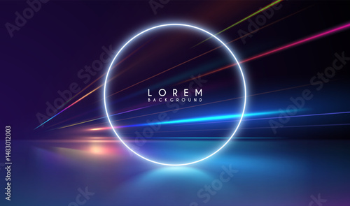 Light ring with neon color rays