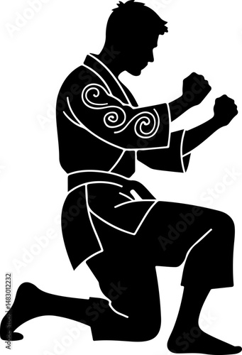 Martial Arts Stance Silhouette