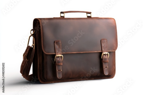 Wallpaper Mural Distressed brown leather briefcase with adjustable shoulder strap. Perfect for the modern professional. Torontodigital.ca