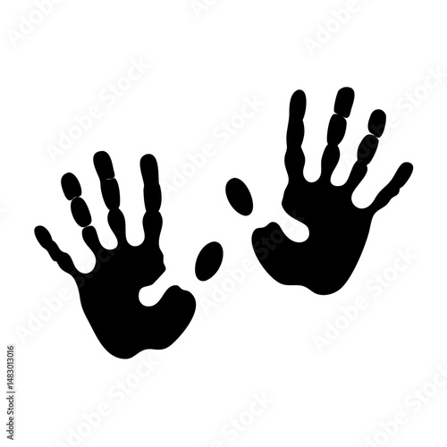 Silhouette of handprints, vector transparent background