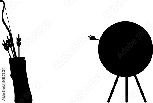 Archery Target with Arrows Silhouette