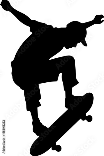 Skateboarder Jumping Silhouette