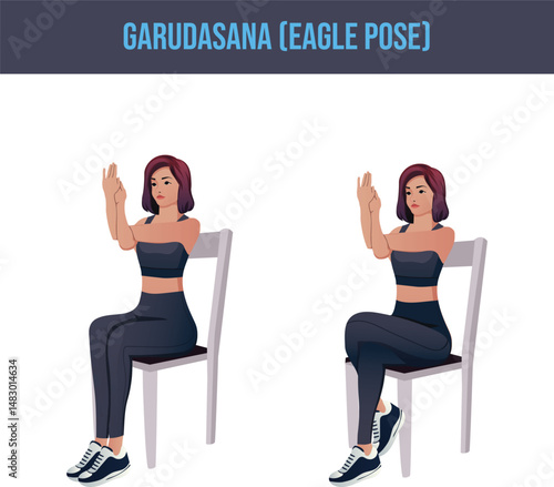 chair exercise,Garudasana ,Eagle Pose.