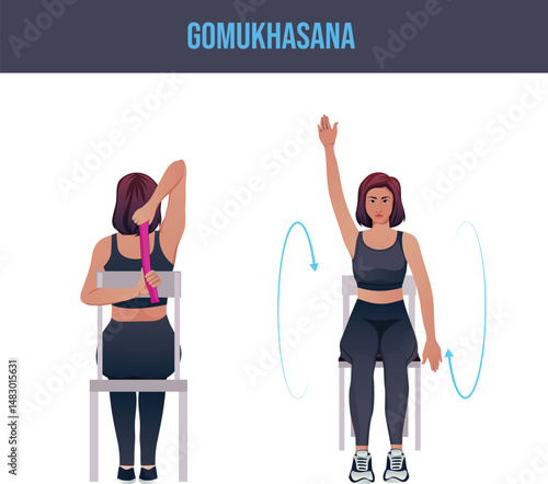 chair exercise,Gomukhasana.
