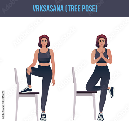 chair exercise,Vrksasana,Tree Pose.