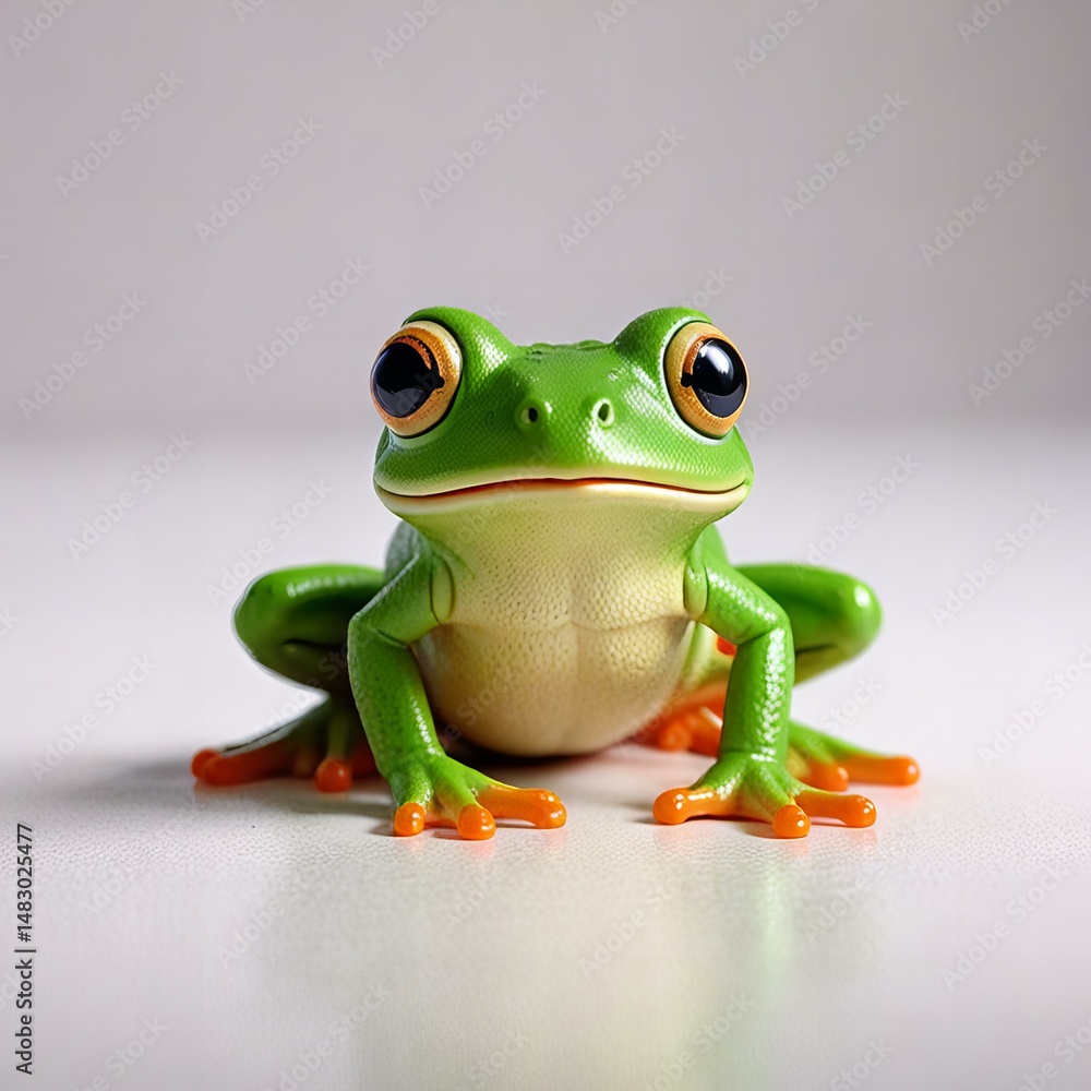 Obraz premium Stunning Cute frog plastic toy on a white background.