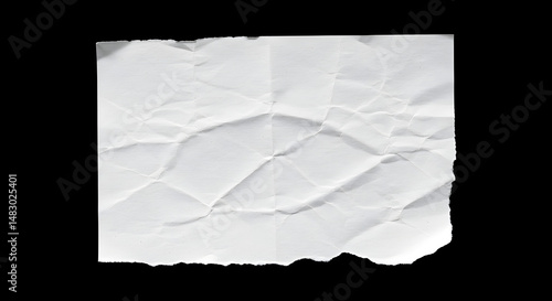 Wallpaper Mural Textured White Paper Fragment With Folded Creases And Torn Edges Against Black Background Torontodigital.ca