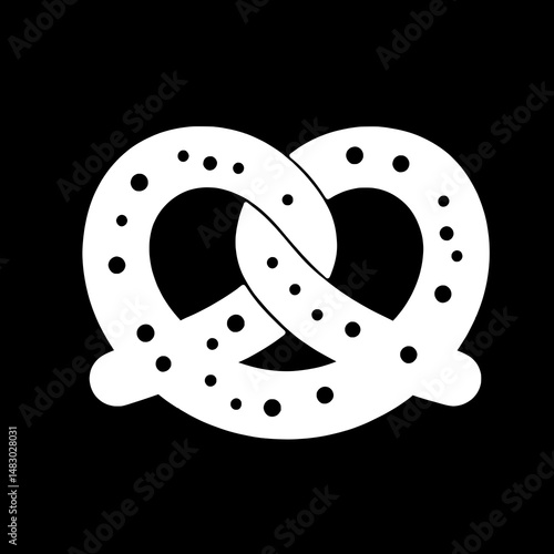 white pretzel logo icon on isolated black background