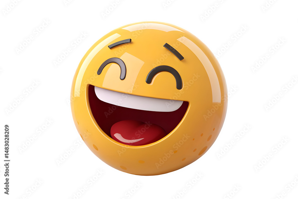 Fototapeta premium 3D Happy Smiley Face Icon with a Bright Yellow Design