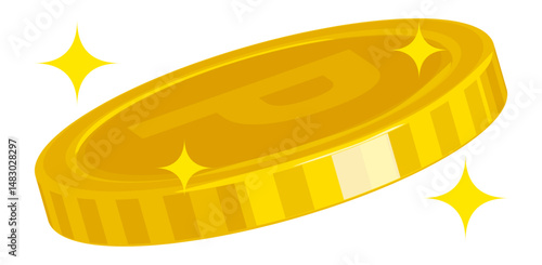 キラキラしているゴールドのポイントコイン イラスト イメージ 素材