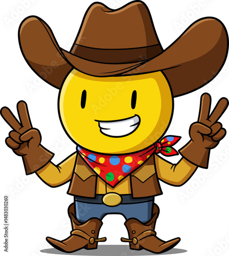 Cheerful Cowboy Smiley Face Cartoon Illustration