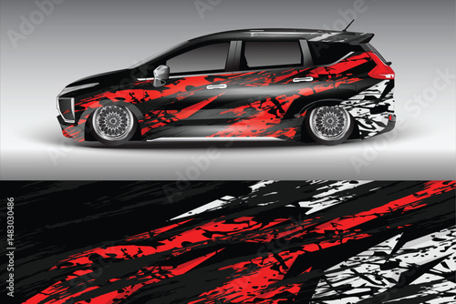 Stylish modified car with dynamic paint design showcased