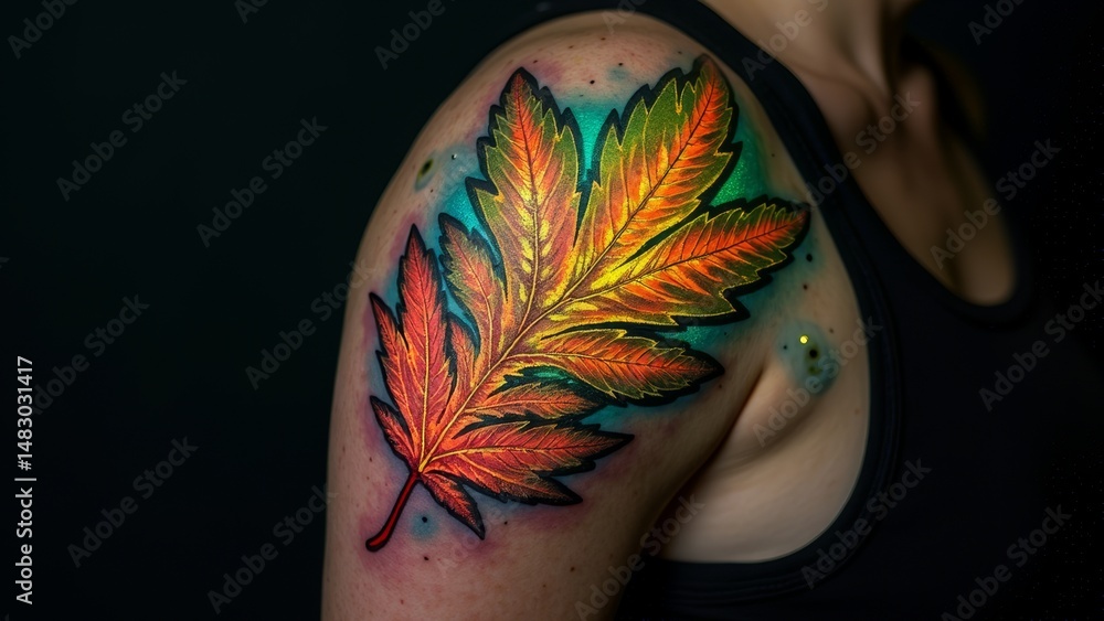 Naklejka premium Maple Leaf Tattoo on the Arm