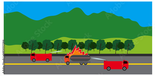 Fire truck on rural road