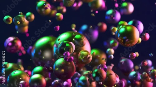 Wallpaper Mural Floating Spheres with Iridescent Color Gradients Abstract Background Torontodigital.ca