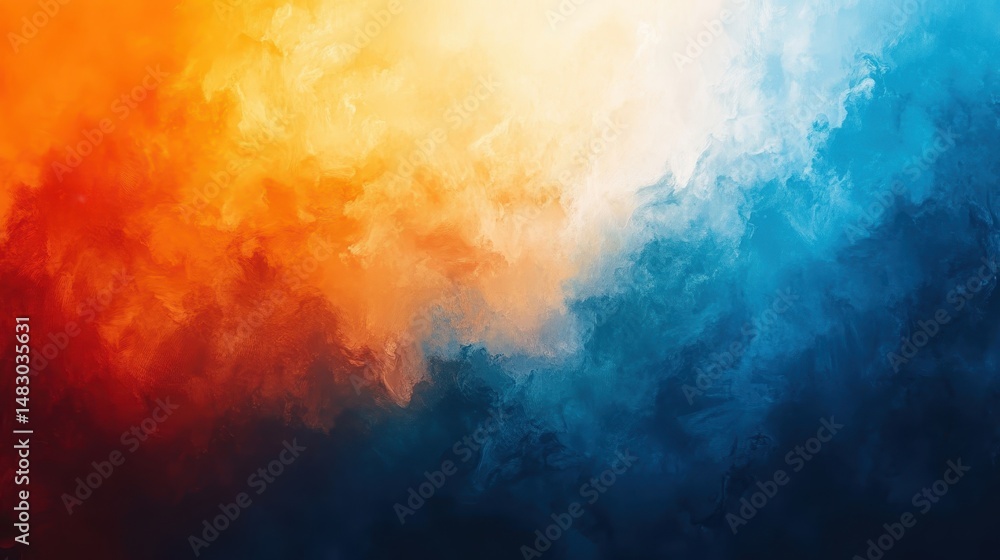 Vibrant abstract painting with fiery reds and cool blues Vibrant abstract painting with fiery reds and cool blues