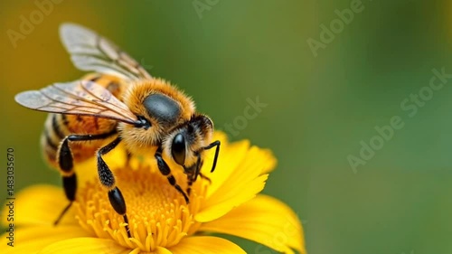 Wallpaper Mural Macro close up view of worker honey bees sucking flower nectar Torontodigital.ca