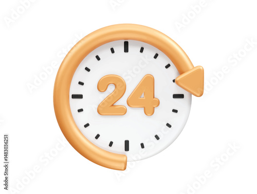 24 hours service icon 3d illustration render