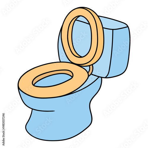 Hand drawn cartoon toilet bowl on white background.
