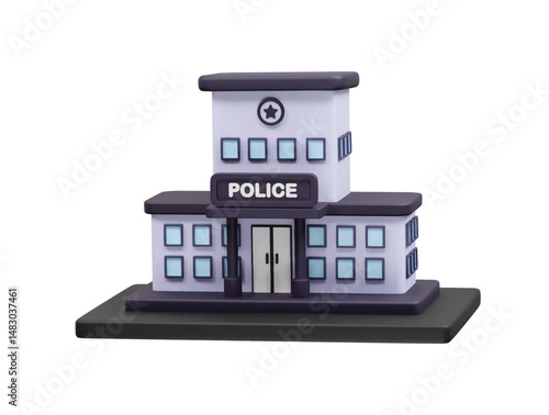 Police station icon 3d illustration render 