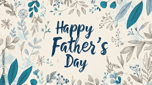 Hand-drawn Father's Day banner with sketch-style elements, handwritten text 