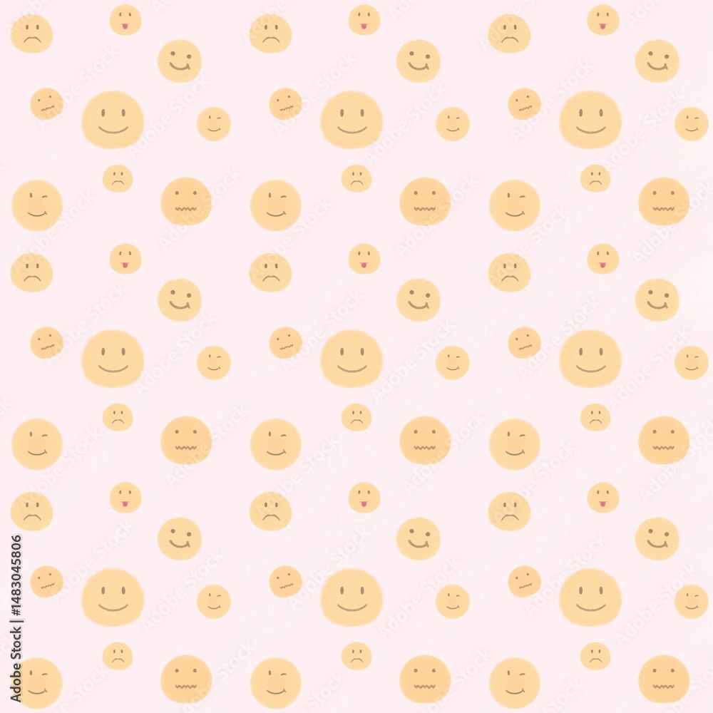 Seamless pattern, yellow emoji Seamless pattern, yellow emoji