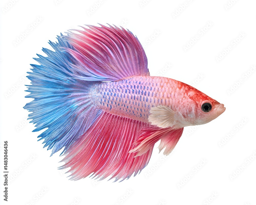 Fototapeta premium Betta Saimese Fighting Fish Vibrant Siamese Fighting Fish with Striking Pink and Blue Coloration