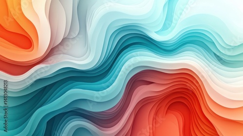 A Vibrant Abstract Composition Featuring Layered Colorful Wave Forms