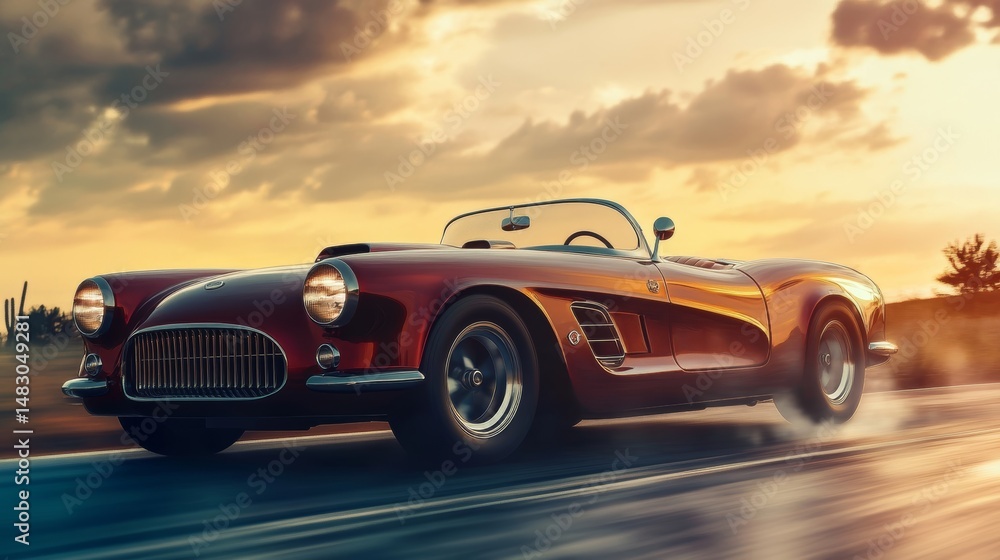 Naklejka premium A classic car thatâ€™s been modified to run on the driverâ€™s hopes and dreams.
