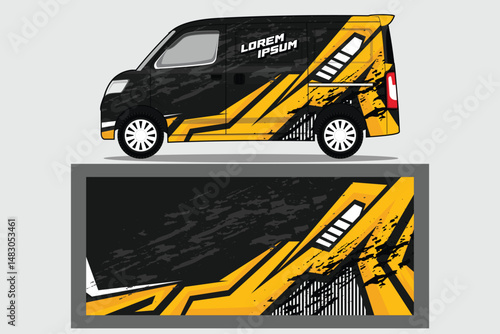 car body wrap livery decal design color combinations with design template suitable for branding business EPS 10