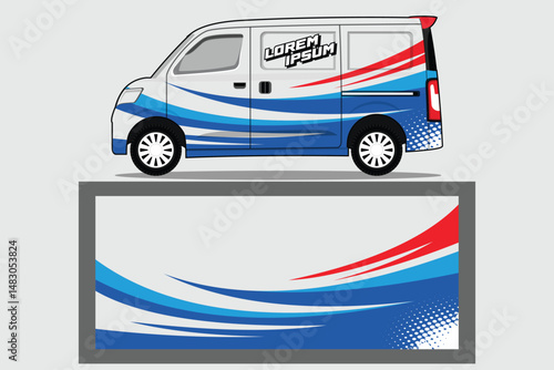 car body wrap livery decal design color combinations with design template suitable for branding business EPS 10