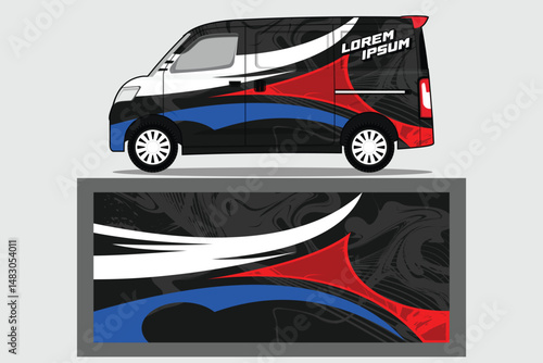 car body wrap livery decal design color combinations with design template suitable for branding business EPS 10