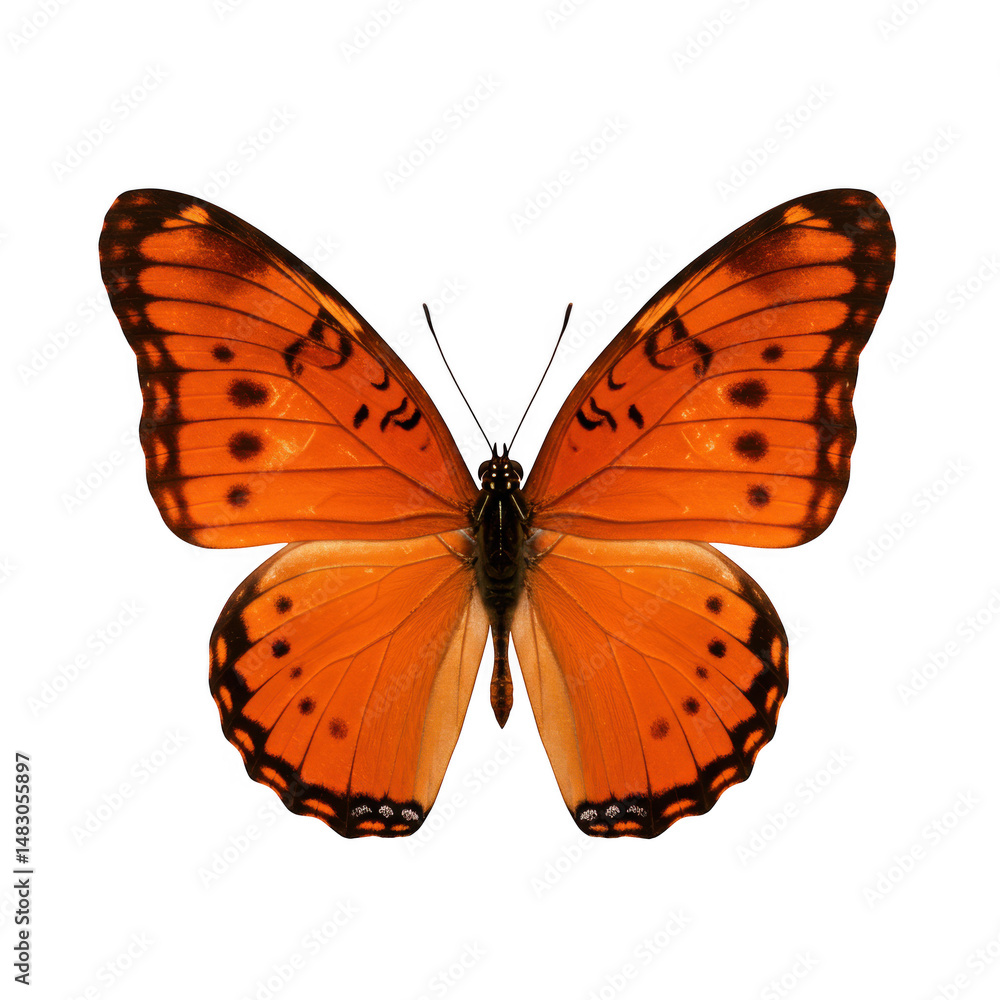 Vibrant Orange Butterfly Isolated on Black Background Vibrant Orange Butterfly Isolated on Black Background