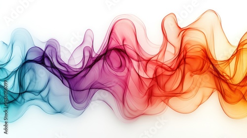 Abstract flowing color formations on a bright white background visually represent movement