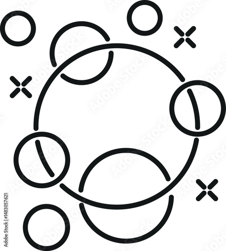 Bubble and Foam Pictogram Drawn with Thin Line