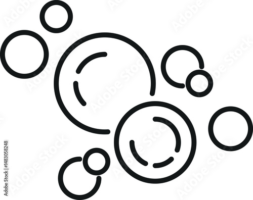 Bubble and Foam Linear Symbol Drawn with Thin Line