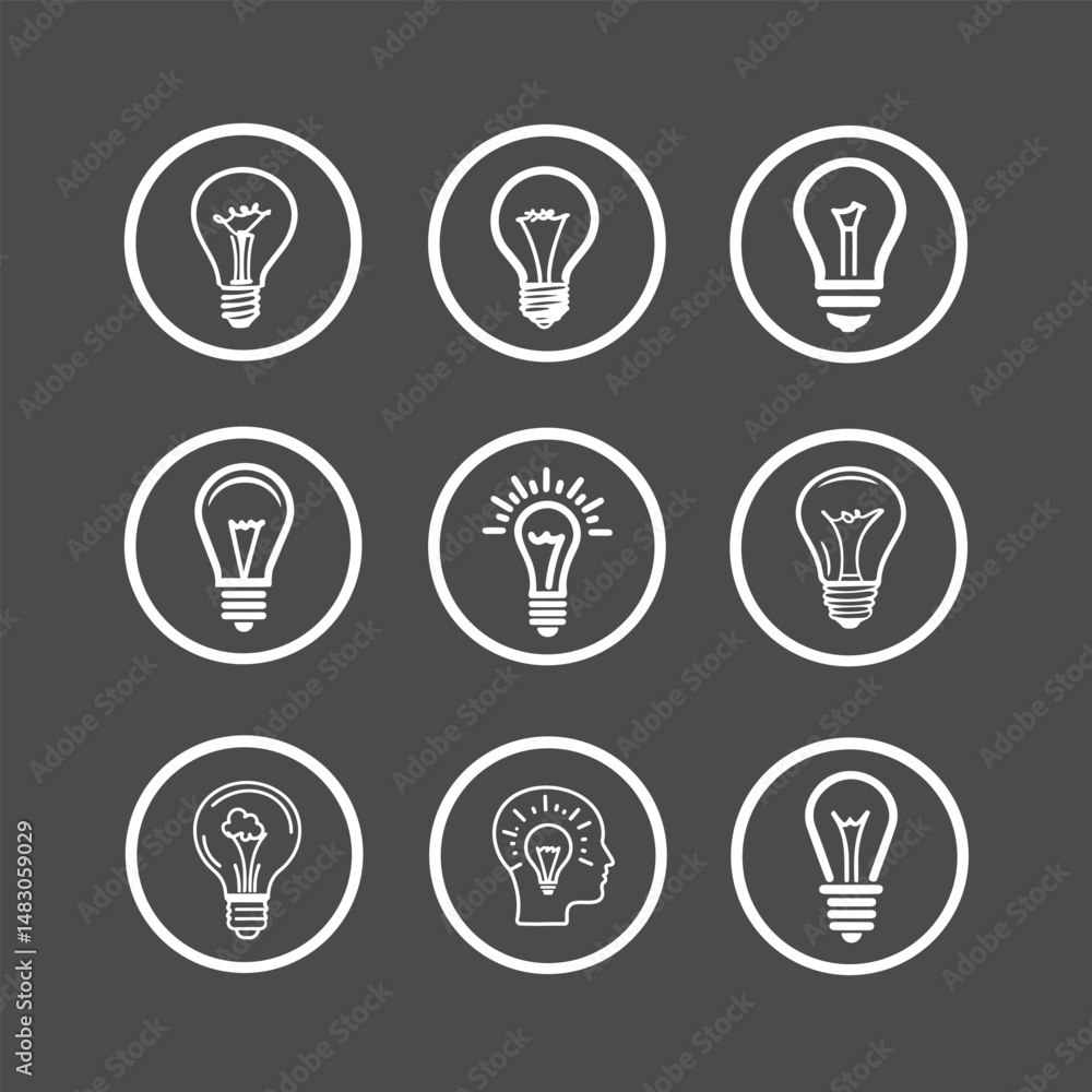 Creative Light Bulb idea Icon set for Branding & Marketing Creative Light Bulb idea Icon set for Branding & Marketing